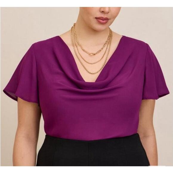 Torris Georgette Cowl Neck Purple Size 00 Office Work wear career church - Picture 1 of 11